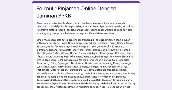 Pinjaman Online Jaminan BPKB Motor Tanpa Survey 2024