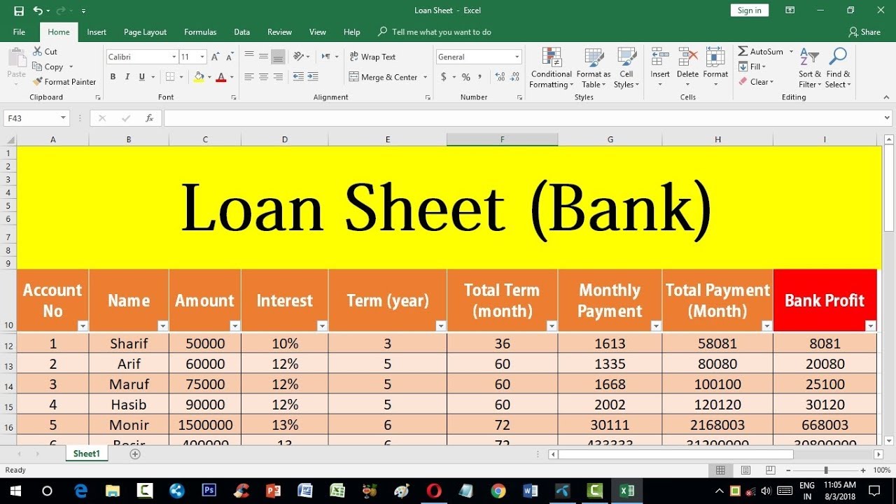 Contoh Laporan Pinjam Perusahaan Dengan Excel 2024